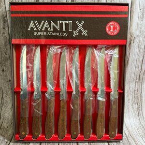 AvantiX Stainless Steel Gourmet 8 PC Steak Knives NIB Open Box READ
